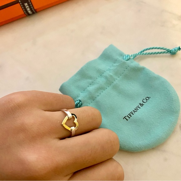 Tiffany & Co. Jewelry - Tiffany & Co. 18K Gold & Silver Heart Ring Two Toned